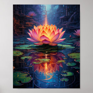 Póster Impresionante Flor de Loto 