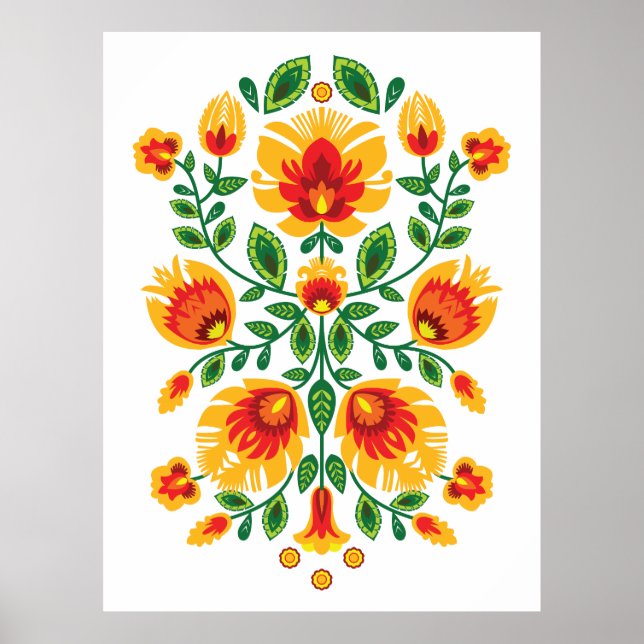 Póster 💛 🧡 ❤️ Impresionante folk Wycinanki (Frente)