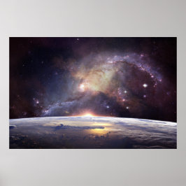 Póster Impresionante galaxia y tierra
