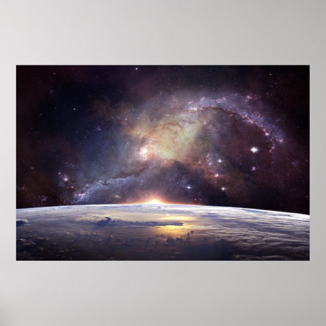 Póster Impresionante galaxia y tierra (Frente)