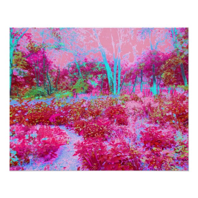 Póster Impresionante paisaje de jardines rojos y rosados (Anverso)