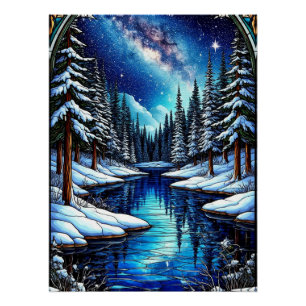 Póster Impresionante paisaje invernal con nieve