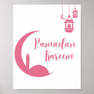 Póster Impresionante Pared de Ramadan Kareem Media Luna y