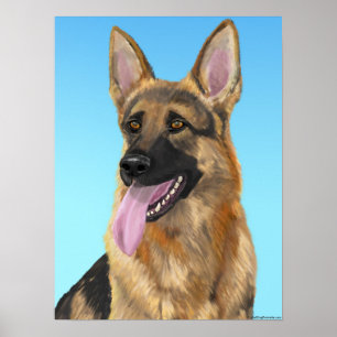 Póster Impresionante pastor alemán con su lengua fuera