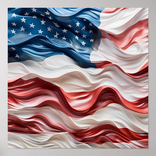 Póster Impresionante pintura al óleo de la bandera estado (Frente)