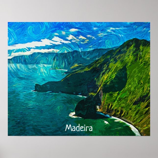 Póster Impresionante pintura al óleo de la costa de Madei (Frente)
