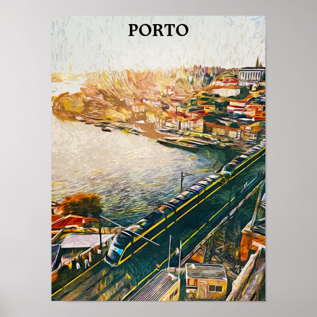 Póster Impresionante pintura al petróleo de Porto Portuga (Frente)