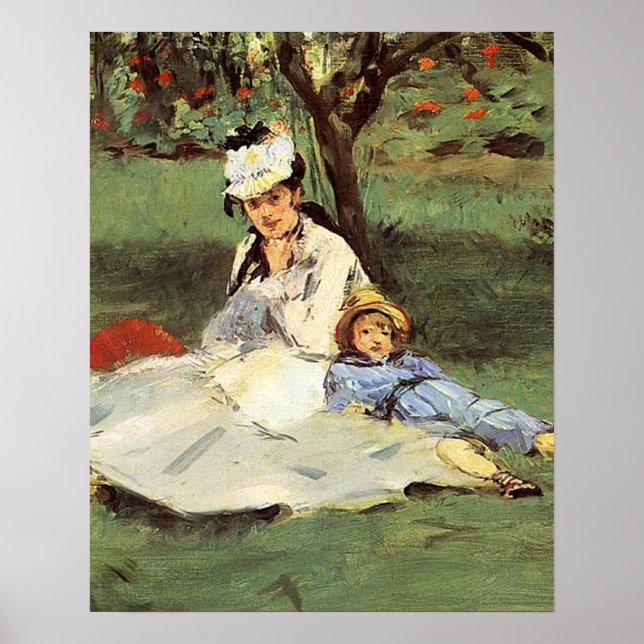 Póster Impresionante pintura de jardín familiar francés M (Frente)