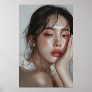 Póster Impresionante Poster modelo coreano de maquillaje