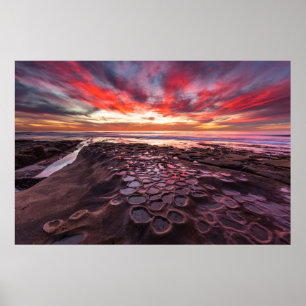 Póster Impresionante puesta de sol en las piscinas de mar