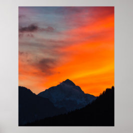 Póster Impresionante puesta de sol vibrante detrás de la