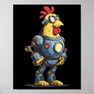 Póster Impresionante Robot Pollo Para Futuros Amantes De