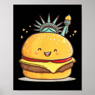 Póster Impresionante Ropa De Burger Estatua De La Liberta