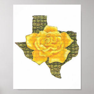 Póster Impresionante Rosa Amarilla De La Flor Del Patrón 