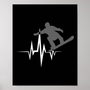 Póster Impresionante Snowboarder Heartbeat Guay Snowboard