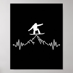 Póster Impresionante Snowboarder Heartbeat Snowboarding H