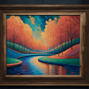 Póster Impresionante Vibrante Paisaje de Color Fauvismo