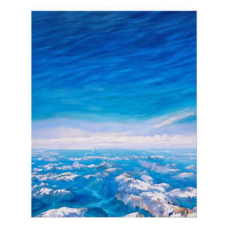 Póster Impresionante Vista Aérea De Las Montañas Con Niev