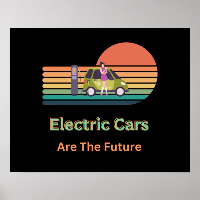 Póster Impresionantes autos eléctricos son el futuro (Frente)