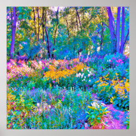 Póster Impresionantes flores de paisaje de jardín colorid