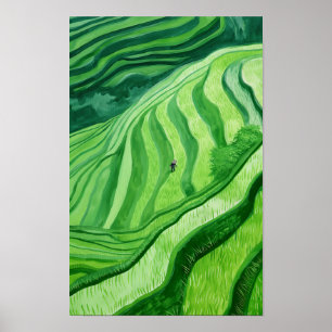 Póster Impresionantes terrazas de arroz Poster de pintura