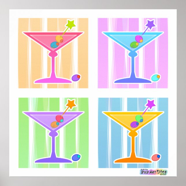 Poster, impresiones - arte pop retro Martinis (Frente)