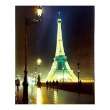 Impresionismo de Eiffel ToWer por la noche húmeda 