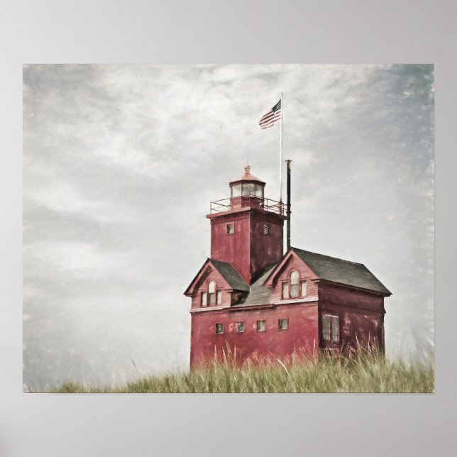 Póster Impresionismo del gran faro rojo (Frente)