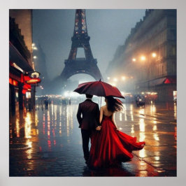 Póster Impresionismo Francia Torre Eiffel y Pareja