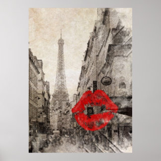 Póster impresionismo paisaje otoñal paris eiffel tower