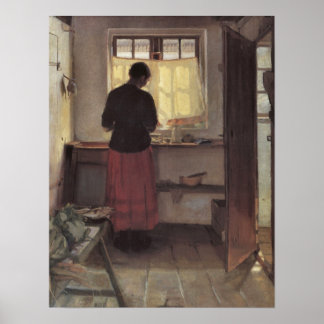 Póster Impresionismo vintage, Pigen i Køkkenet, Ancher
