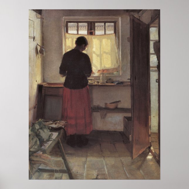 Póster Impresionismo vintage, Pigen i Køkkenet, Ancher (Frente)
