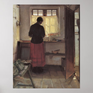 Póster Impresionismo vintage, Pigen i Køkkenet, Ancher