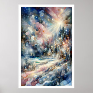 Póster Impresionista abstracto de la nieve de invierno