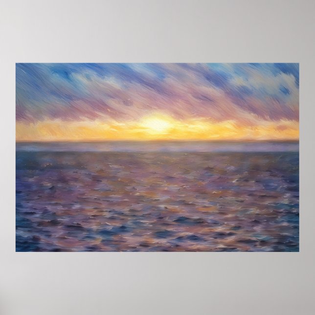 Póster Impresionista de Arte de la Playa de la Pue (Frente)