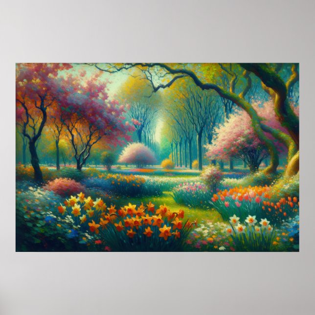 Póster Impresionista del Jardín Botánico de las Flores de (Frente)