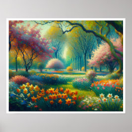 Póster Impresionista del Jardín Botánico de las Flores de