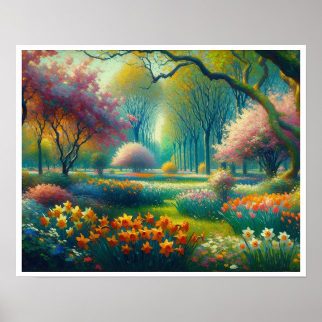 Póster Impresionista del Jardín Botánico de las Flores de (Frente)