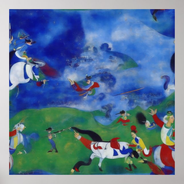 Póster Impresionista moderno y antigua batalla china (Frente)