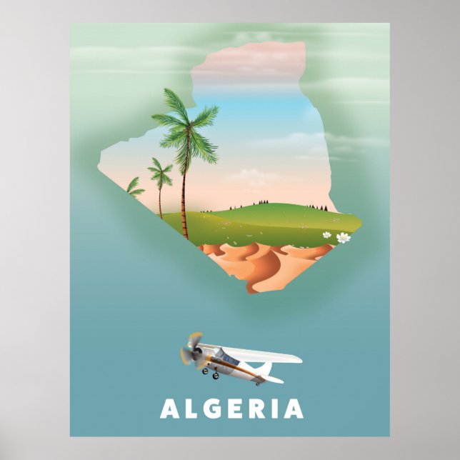 Póster Impreso de afiches de viaje ilustrado por Argelia. (Frente)