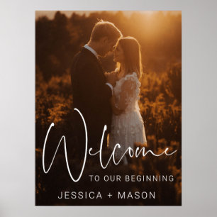 Póster impreso de bienvenida de boda con guión mod