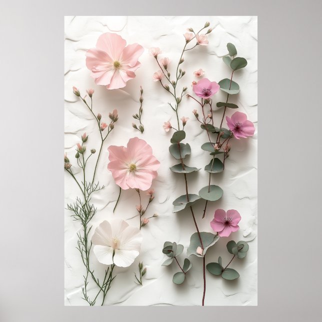 Póster impreso de flores botánicas Elegant Blush (Frente)