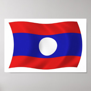 Póster Impreso de la Bandera de Laos