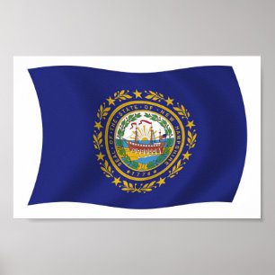 Póster Impreso de la Bandera de New Hampshire