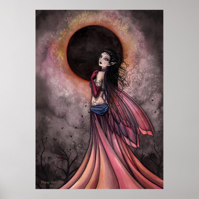 Póster impreso de la fantasía de la hada del eclip (Frente)