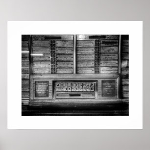 Póster impreso de la jukebox en blanco y negro