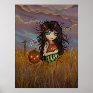 Póster impreso de la pequeña hada de Halloween
