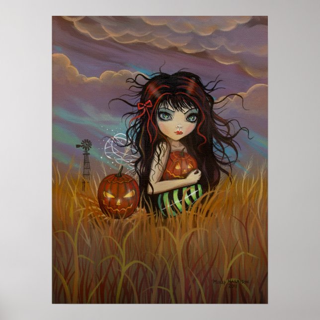 Póster impreso de la pequeña hada de Halloween (Frente)