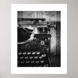 Póster impreso de máquina de escribir vintage en b