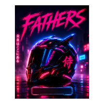 Póster Impreso de Papá Motero Cyberpunk